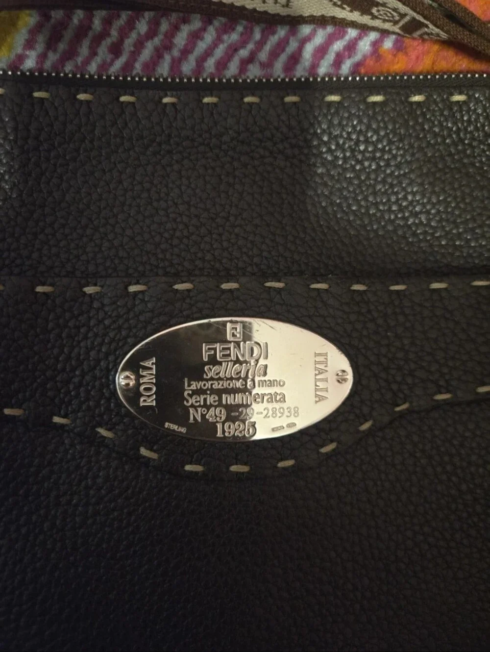FENDI Vintage Selleria Brown Pebbled Leather Crossbody Messenger Shoulder Bag